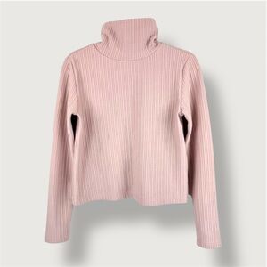 Babaton | S | Ribbed Funnel Neck Sweater | Pink | Minimalist | Classic | Casual
